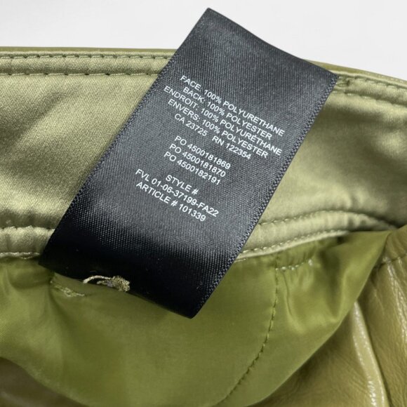 Babaton Aritzia Olive Green Faux Vegan Leather Straight Pants Trousers Women's 6 - Picture 11 of 13